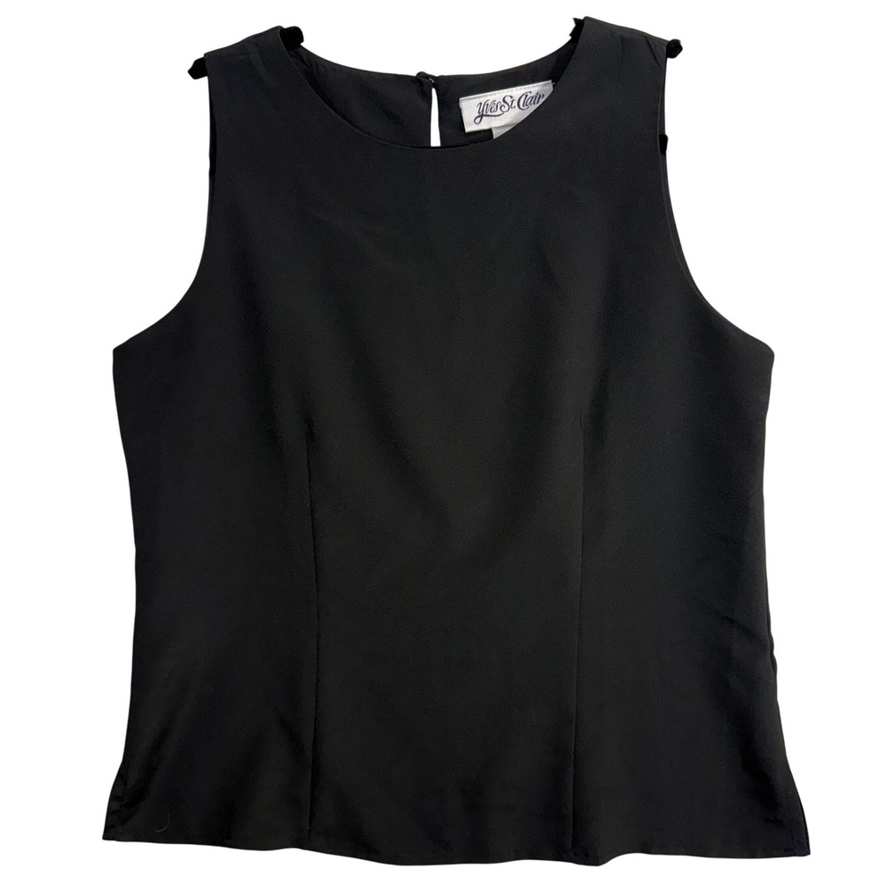 Vintage Yves St Clair M Sleeveless‎ Top Black Minimalist Structured Career Sleek